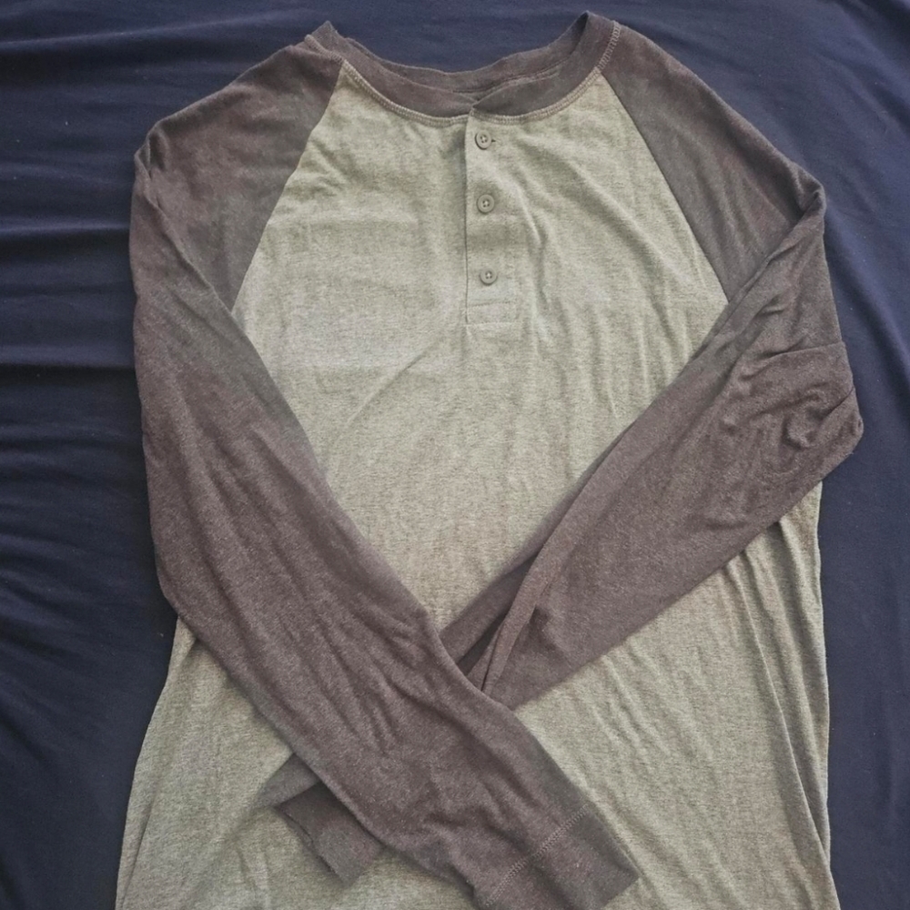 Hanes Grey Semi Button-Up X-Temp Mens Long Sleeve Shirt